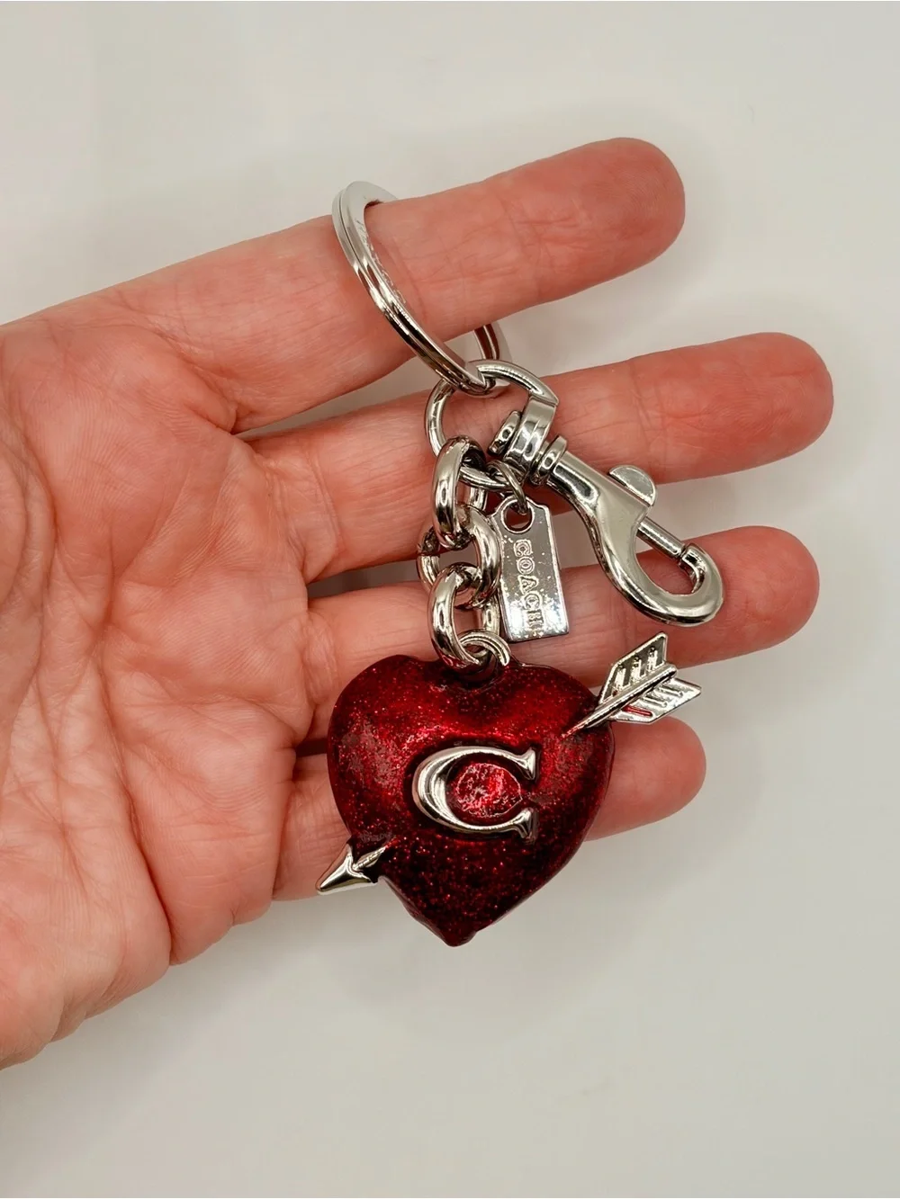 Trendy Red Heart Arrow Keychain Charm